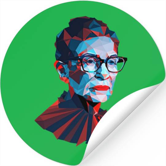 Ruth Bader Ginsburg low polygon design red blue Stickers