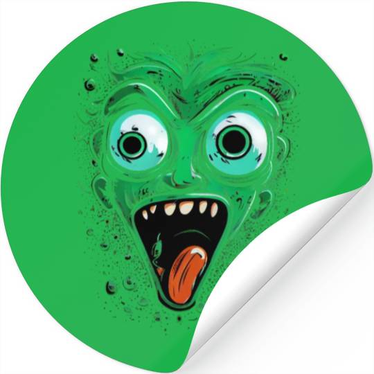 Funny Green Crazy Face Eyes Game Gaming Stickers