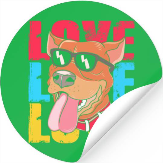Pit Bull Dog Wearing Sunglasses I Love My Pitbull Stickers