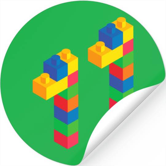 Cute Block Building 11th Birthday Gift 11 Year Stickers