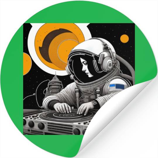 Intricate detailed artwork of astronauts using Stickers