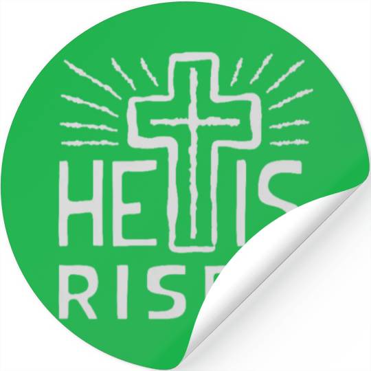 Christian Cross Easter He is Risen Stickers