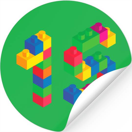 Cute Block Building 15th Birthday Gift 15 Year Stickers