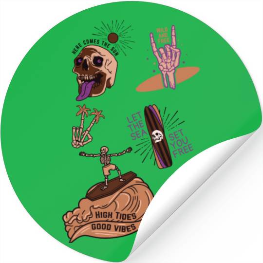 Brown Purple Skeleton Stickers