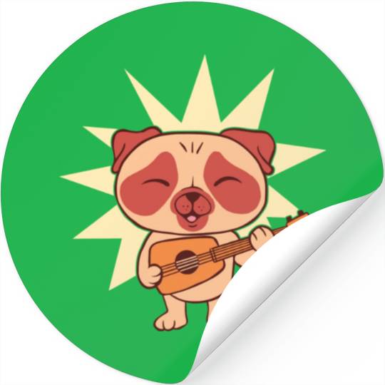 Guitar Dog I Puppy I Kids Dog Stickers
