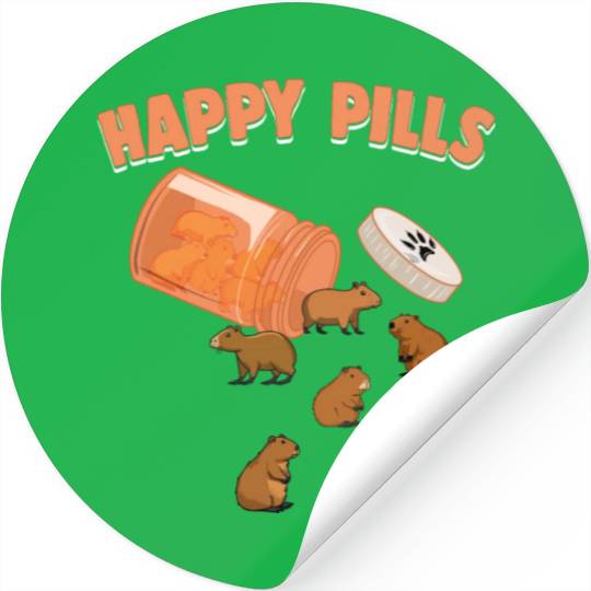 Happy Pills Capybara Funny Capibara Lover Humor Stickers