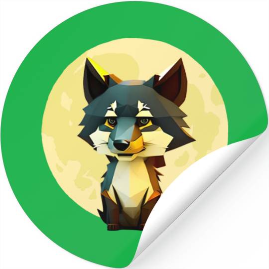 Wolf howling at the moon graphic Stickers