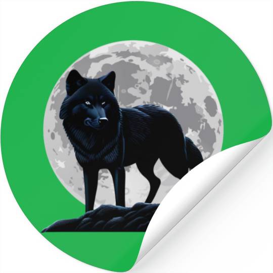 Wolf howling at the moon graphic Stickers