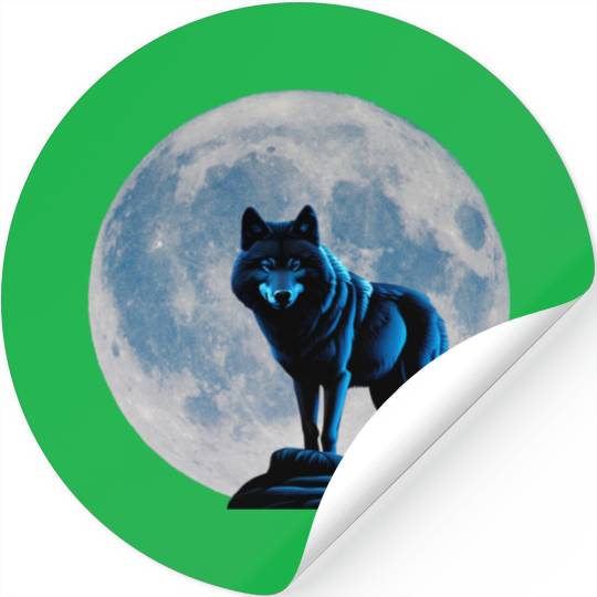 Wolf howling at the moon graphic Stickers