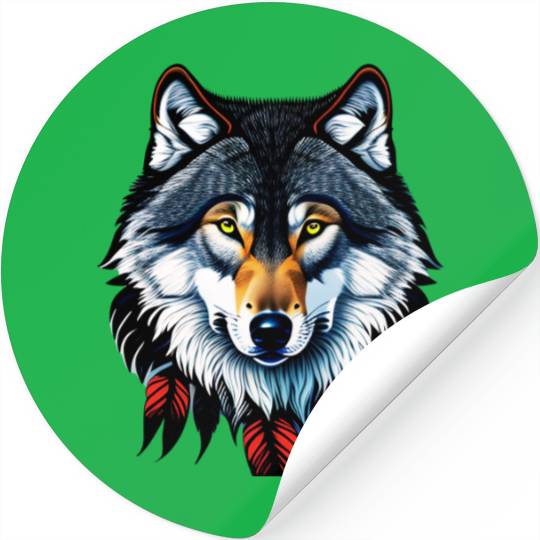 Wolf howling at the moon graphic Stickers