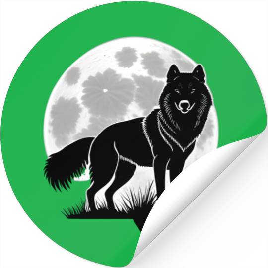 Wolf howling at the moon graphic Stickers