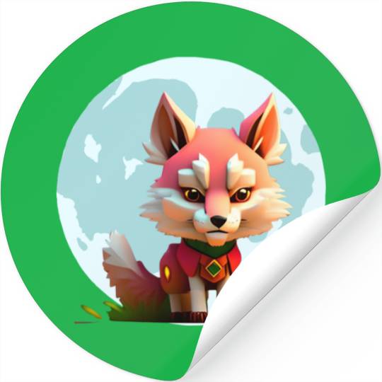 Wolf howling at the moon graphic Stickers