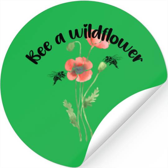 Bee a wildflower, poppies Stickers
