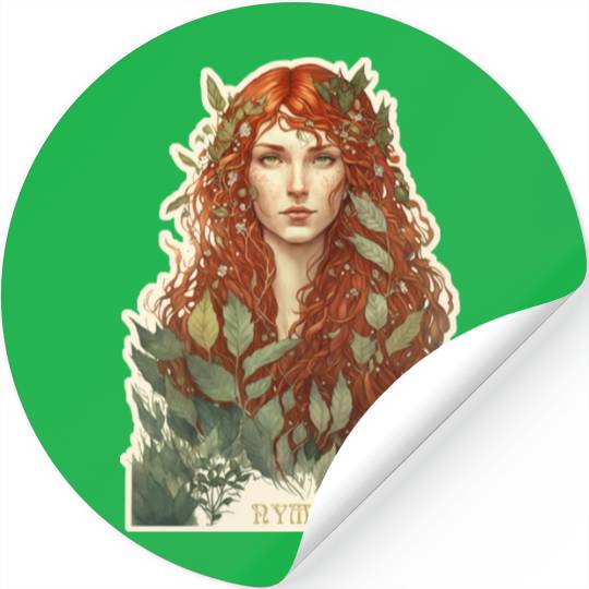druid red hair spring forest elf nature fairy Stickers