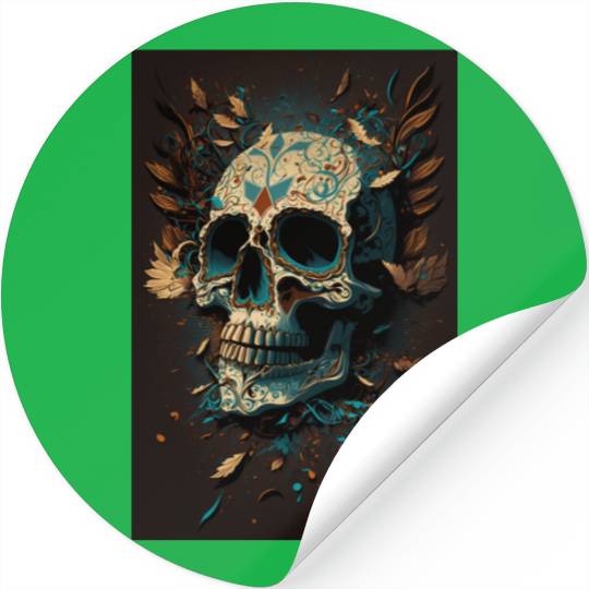 Skull Dia de los Muertos Halloween Tattoo Gift Stickers