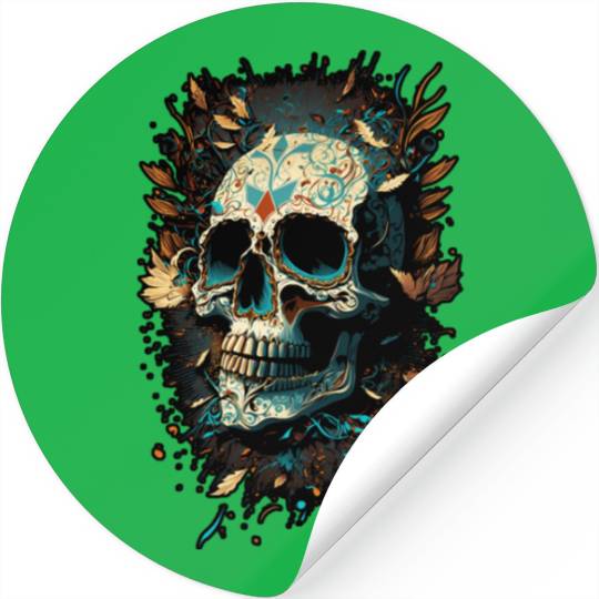 Skull Dia de los Muertos Halloween Tattoo Gift Stickers