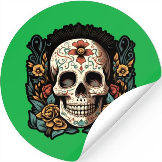 Skull Dia de los Muertos Halloween Tattoo Stickers