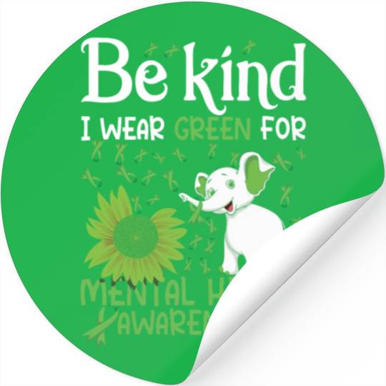 In May Green For Mental Health Awareness Month Stickers