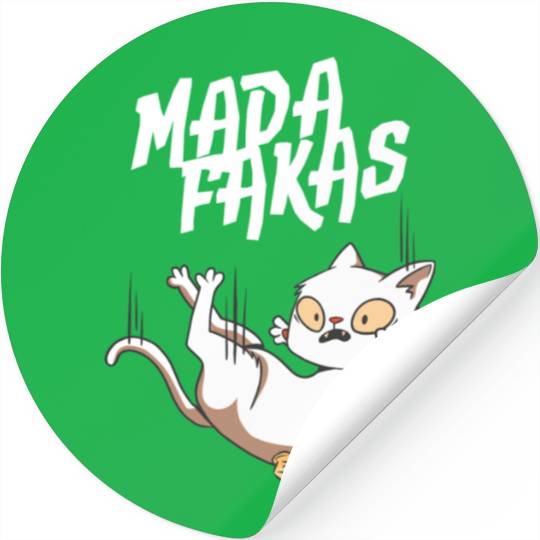 Clumsy Cat I Madafakas I White Cat Stickers