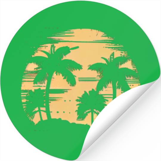 Vintage Retro Sunset Watercolor Beach Vacation 4 Stickers