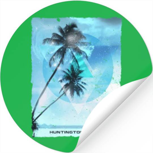 Artistic Huntington Beach California Palm Tree Stickers