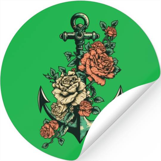 Anchor Roses Tattoo Sailor Nautical Water Ship Stickers