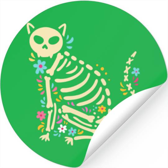 Halloween Cat Skeleton Stickers