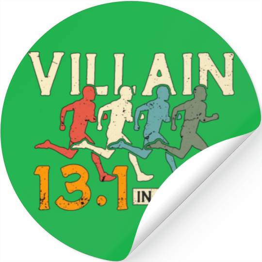 Half Marathon Villain In Training 13.1 Retro Race Stickers