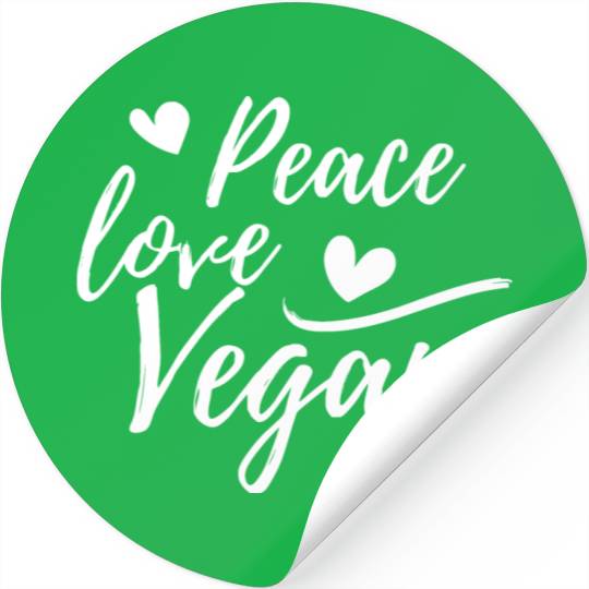 Peace, Love, Vegan with hearts Stickers
