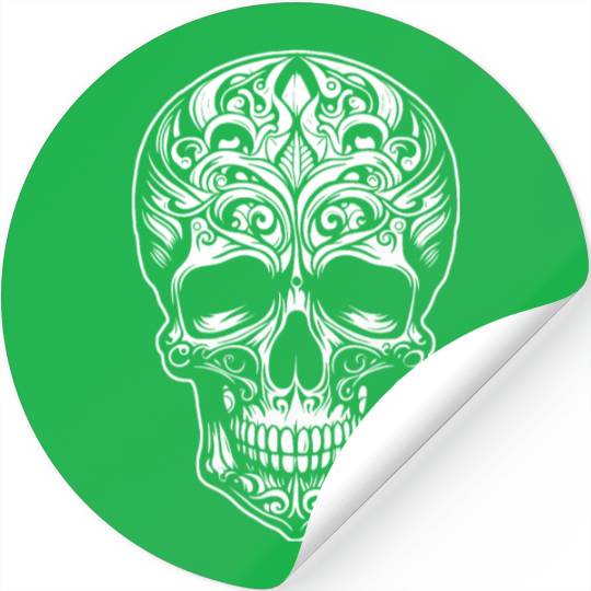 Skull Dia de los Muertos Halloween Tattoo Rose Stickers