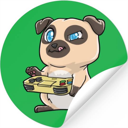 Pug Kawaii Gaming Gamer Dog Lover Cute Stickers