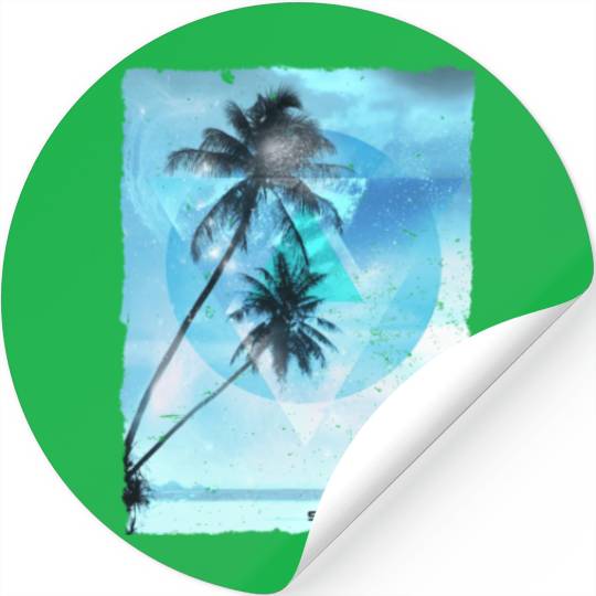 Artistic Saint Barts Palm Tree Vacation Stickers
