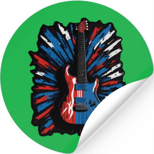 Electric guitar in Union Jack flag colors Stickers