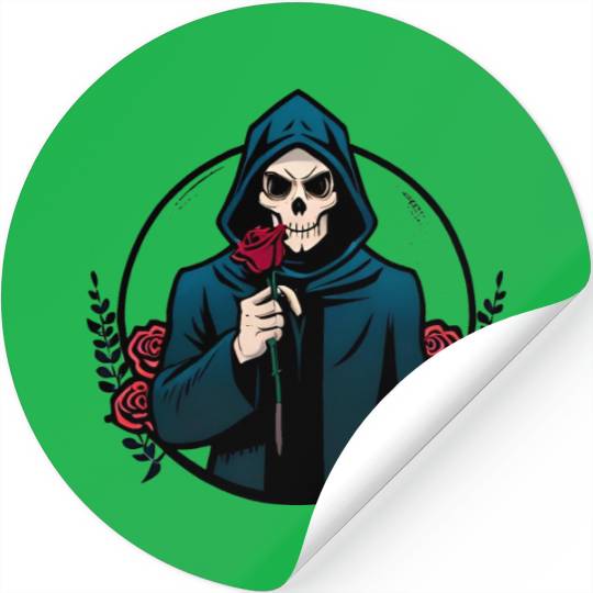 The Elegance of Death A Single Rose Grim Reaper Stickers