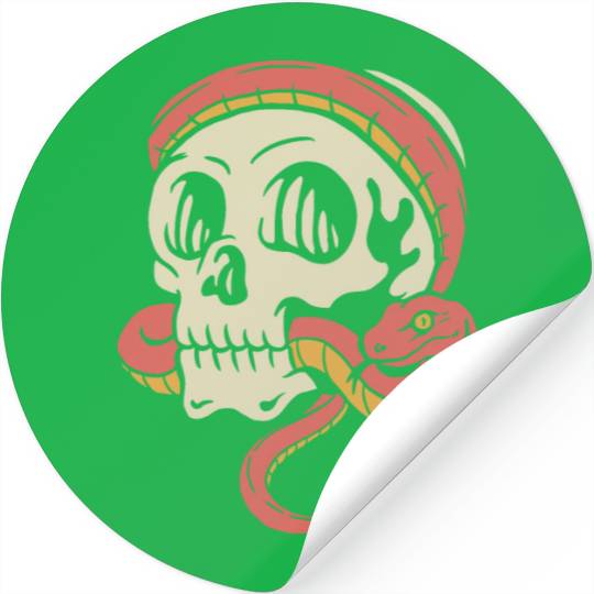 Skull Biting Snake Stickers