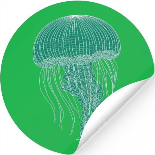 Sea life, Green Jellyfish Stickers