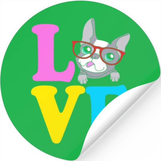 Boston Terrier Sunglasses I Love My Boston Terrier Stickers