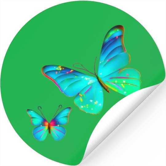 Blue Green Butterflies Stickers