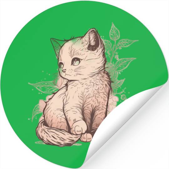 The Serene Cat in the Blossoming Garden Stickers