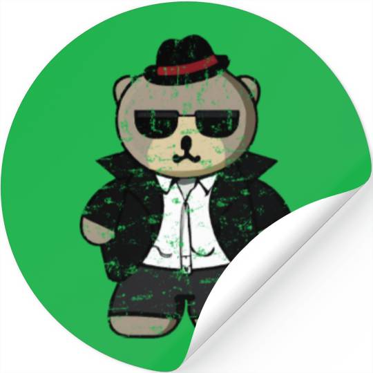 Kawaii Gangster Bear with Black Sunglasses Stickers
