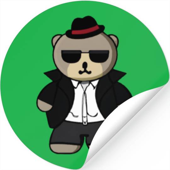 Kawaii Gangster Bear with Black Sunglasses Stickers