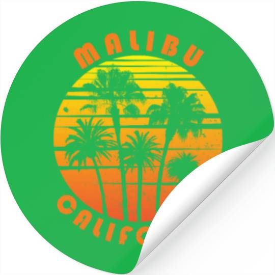 Retro Malibu California Souvenir Vintage Palm Tree Stickers