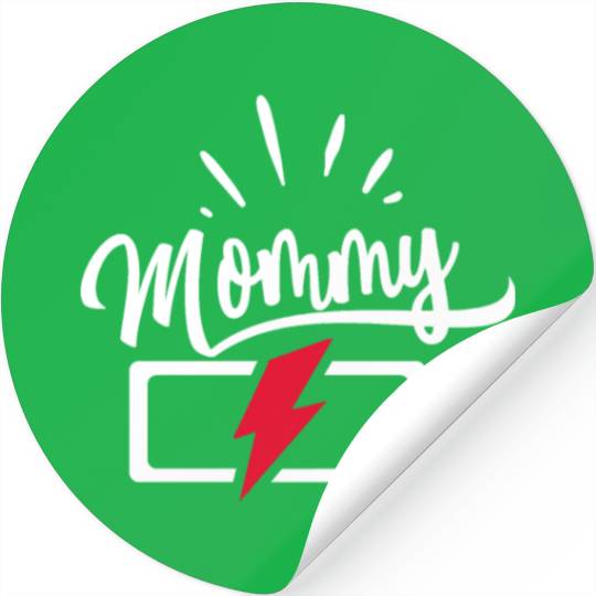 Mommy Battery White And Red Stickers