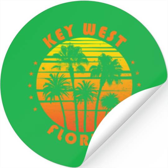 Retro Key West Florida Souvenir Vintage Palm Tree Stickers