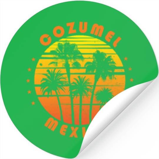 Retro Cozumel Mexico Souvenir Vintage Palm Tree Stickers