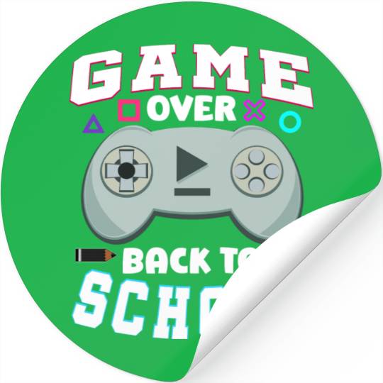 Game Over Gaming Controller Back To School Stickers