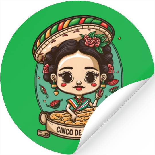 Frida Kahlo & Tacos Funny Cinco De Mayo Mexican Stickers