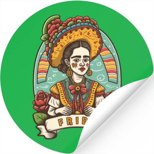 Frida Kahlo Floral Portrait Funny Cinco De Mayo Stickers