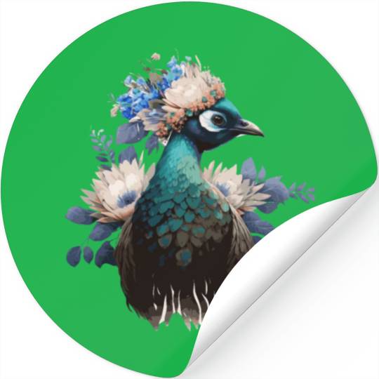 Peafowl Flower Crown Fowl Bird Poultry Floral Farm Stickers