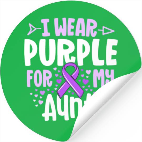 I Wear Purple For My Aunt Alzheimers Family Stickers